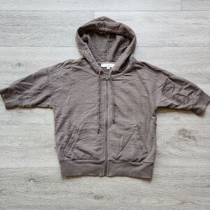 Loft Stone Zip Up Hoodie Womens Xs Long Sleeve Half Sleeve Cotton Sporty